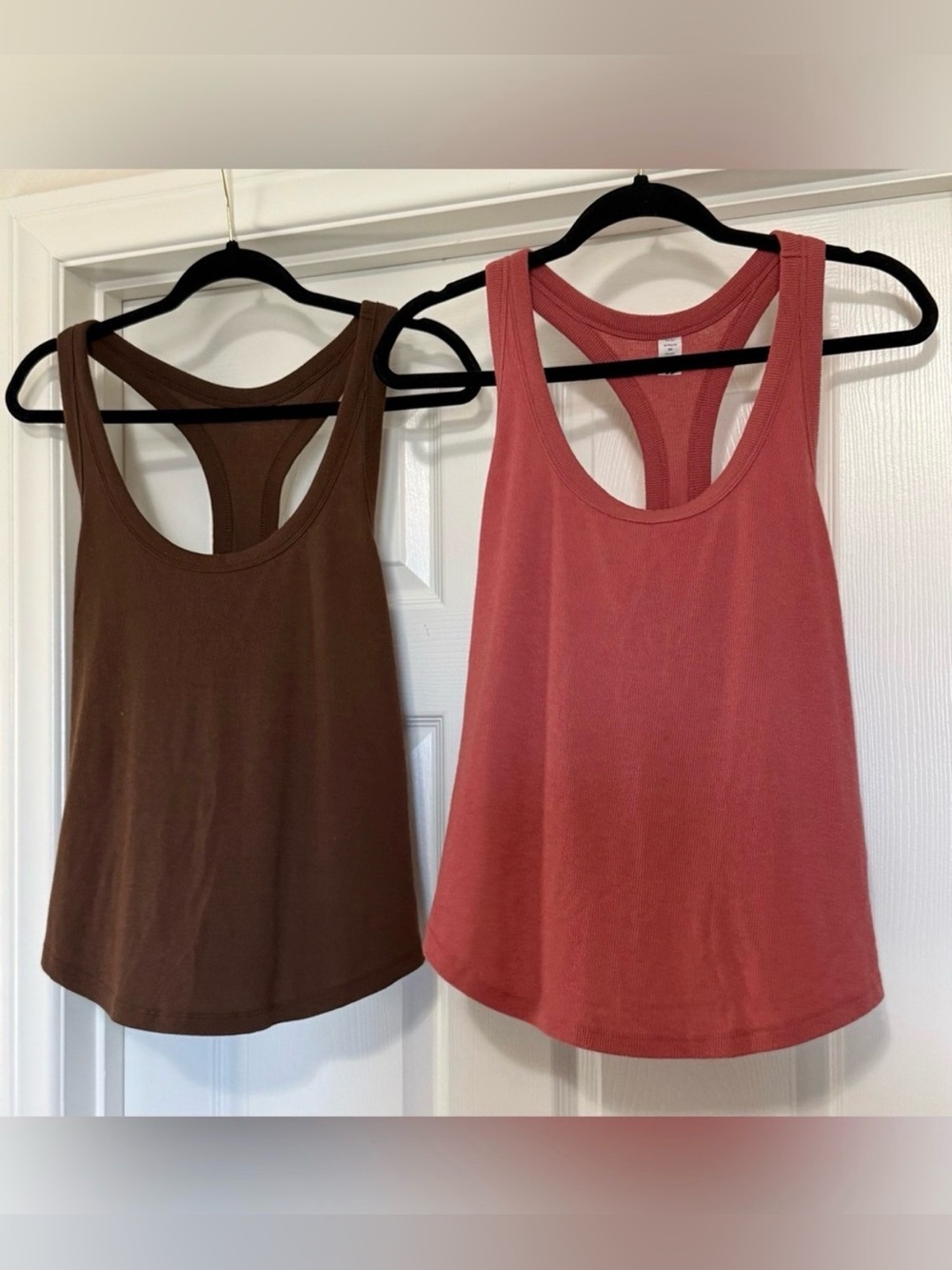 Old Navy Go-Dry Ribbed Tank Top Bundle 2X Pink Brown Racerback